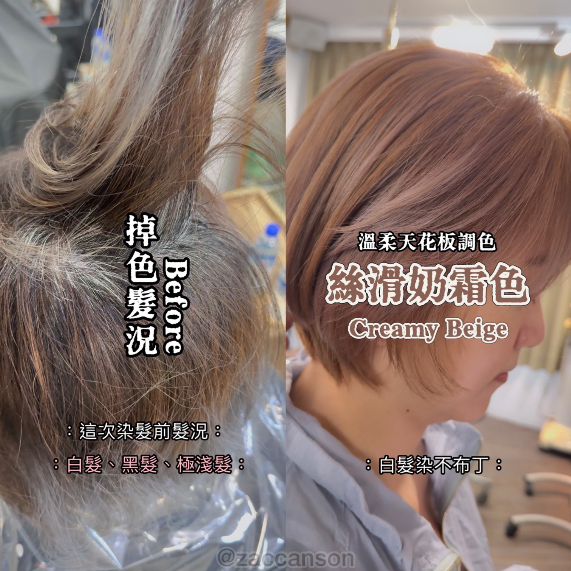 士林白髮染 Creamy Beige奶霜色白髮共生 精靈短髮Before After - Nomad Hair Anson
